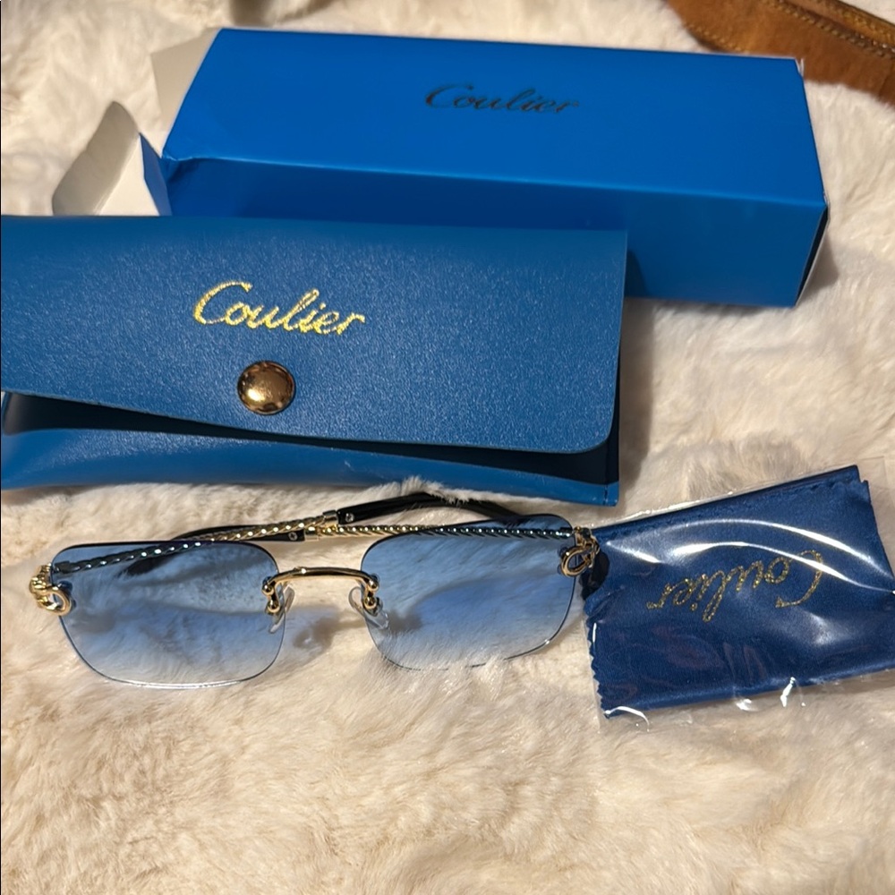 Blue and Gold Women's Glasses - Picture 2 of 9